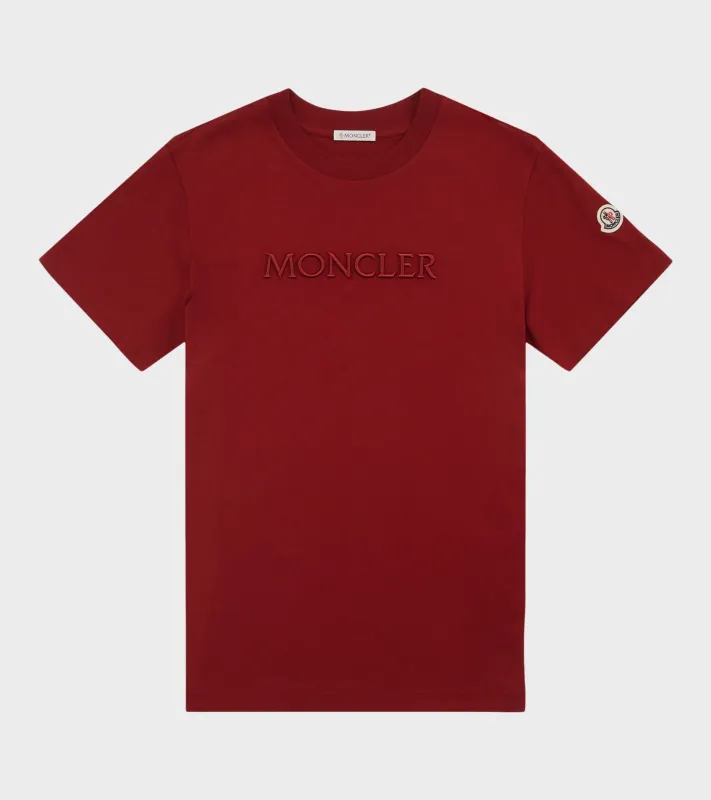 Embroidered Tonal Logo Cotton T-shirt Wine Red sold by Dr. Adams