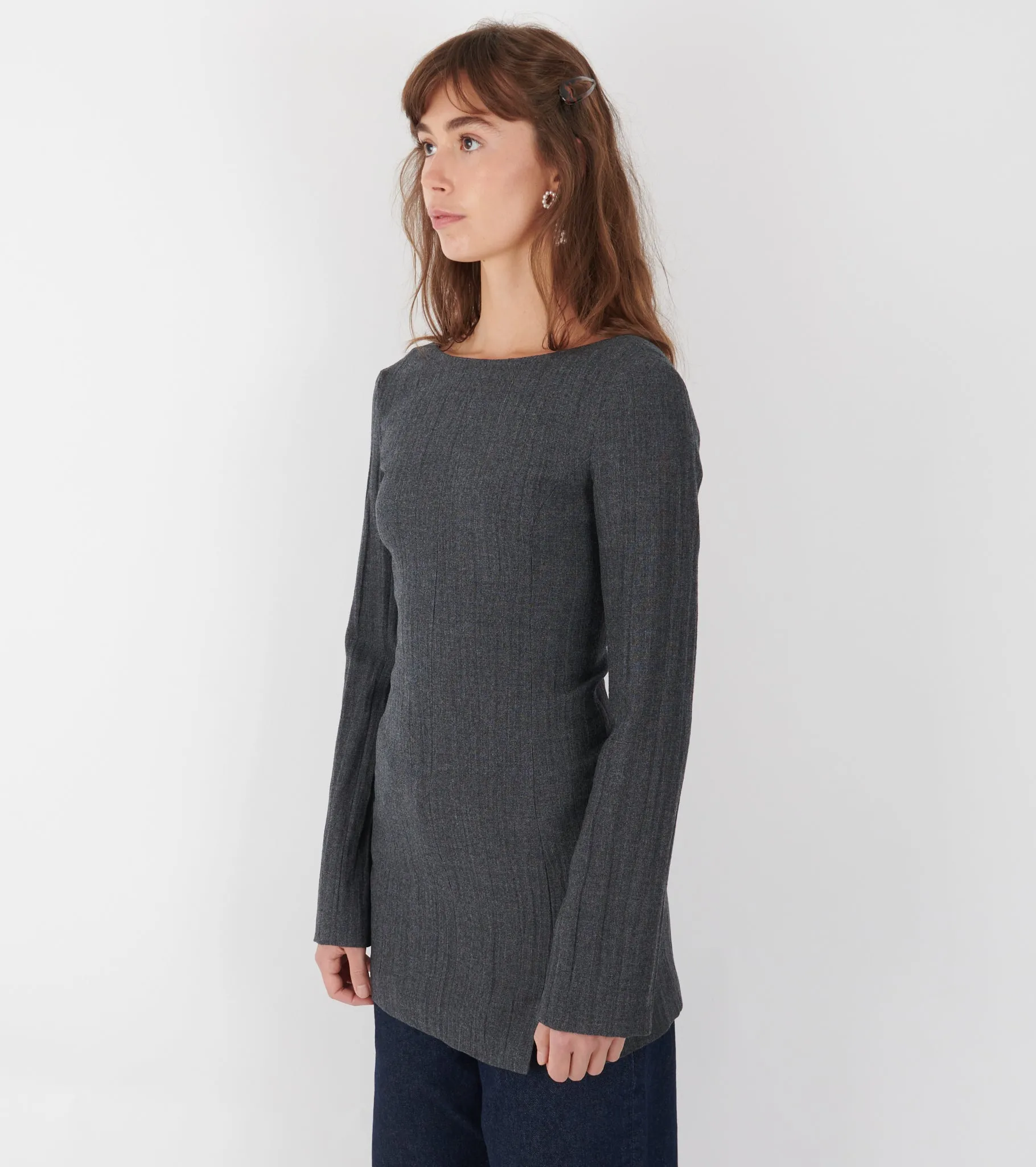 W Firm Dress Stone Grey Plisse Wool sold by Dr. Adams product image thumbnail 4