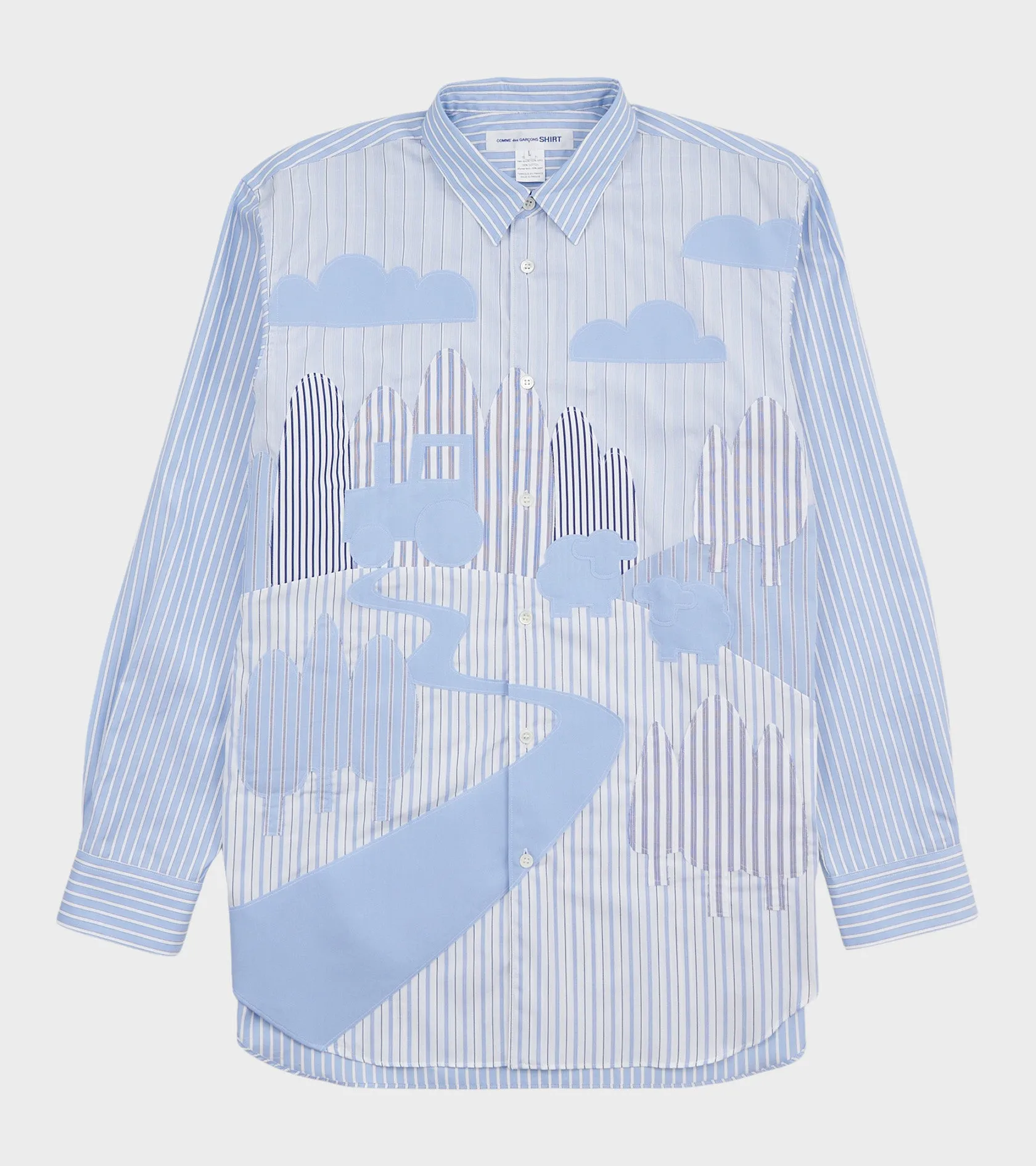 Striped Farmlife Patchwork Shirt Light Blue/White sold by Dr. Adams