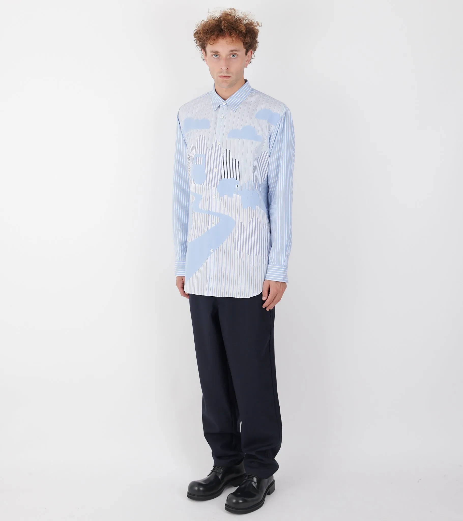 Striped Farmlife Patchwork Shirt Light Blue/White sold by Dr. Adams product image thumbnail 2
