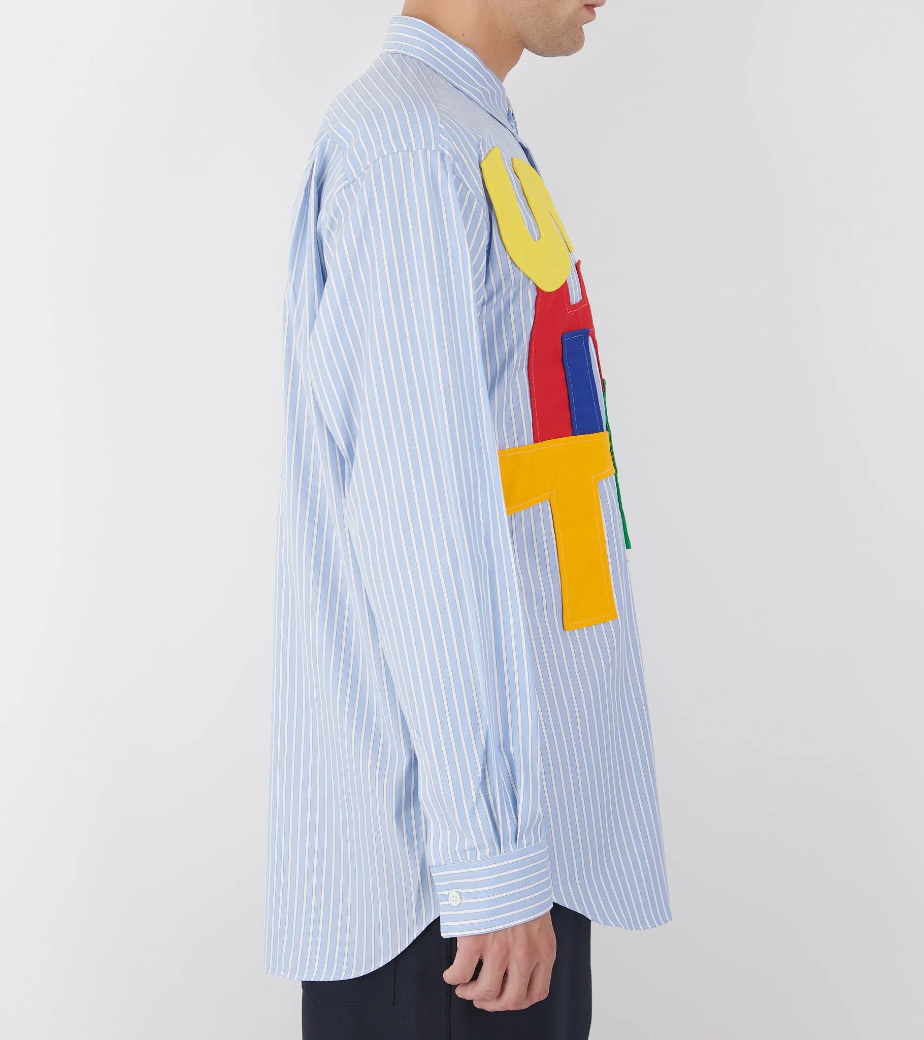 Striped Multicolor Patchwork Logo Shirt Light Blue/White sold by Dr. Adams product image thumbnail 5
