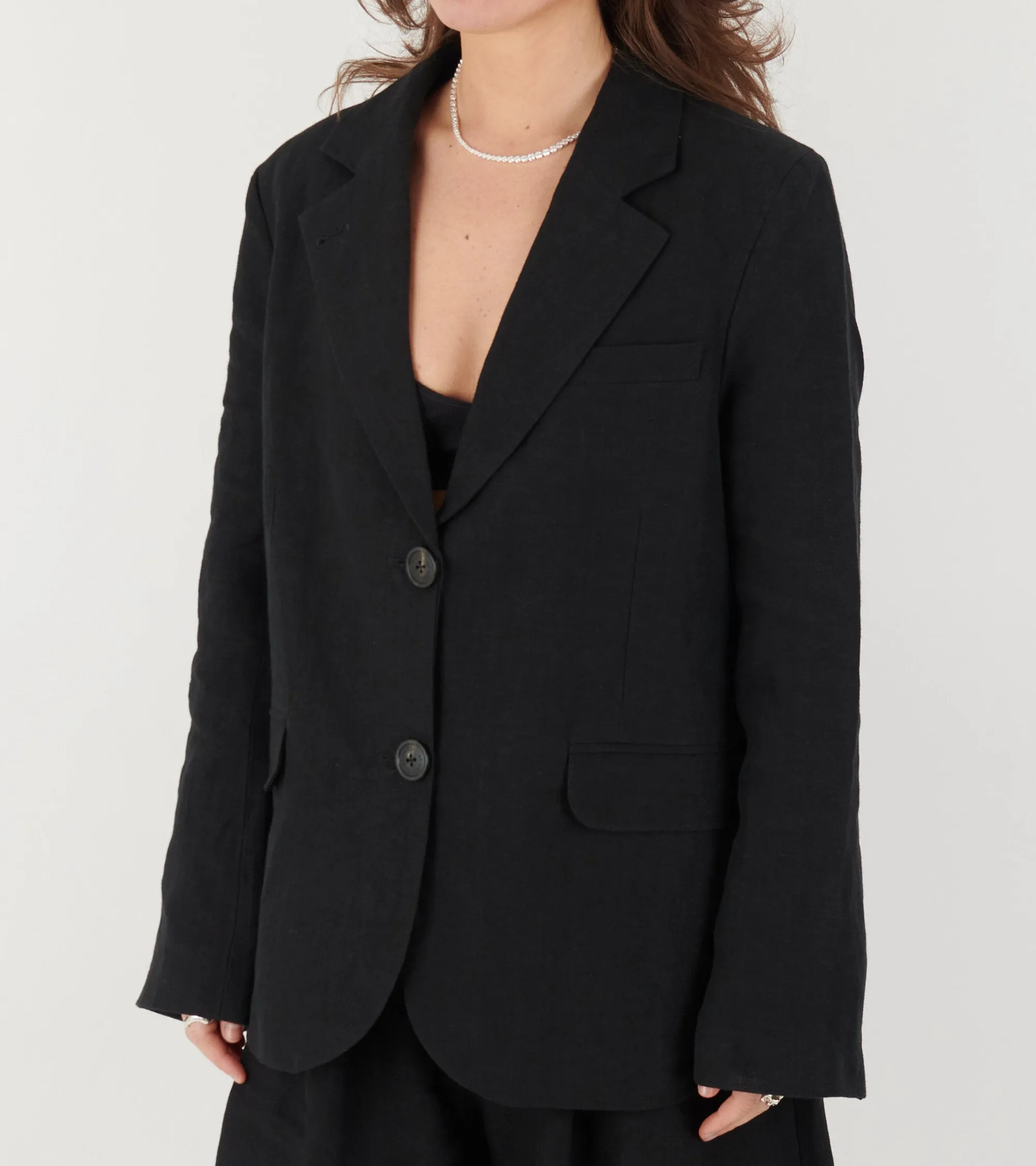 Linen Straight Blazer Black sold by Dr. Adams product image thumbnail 4