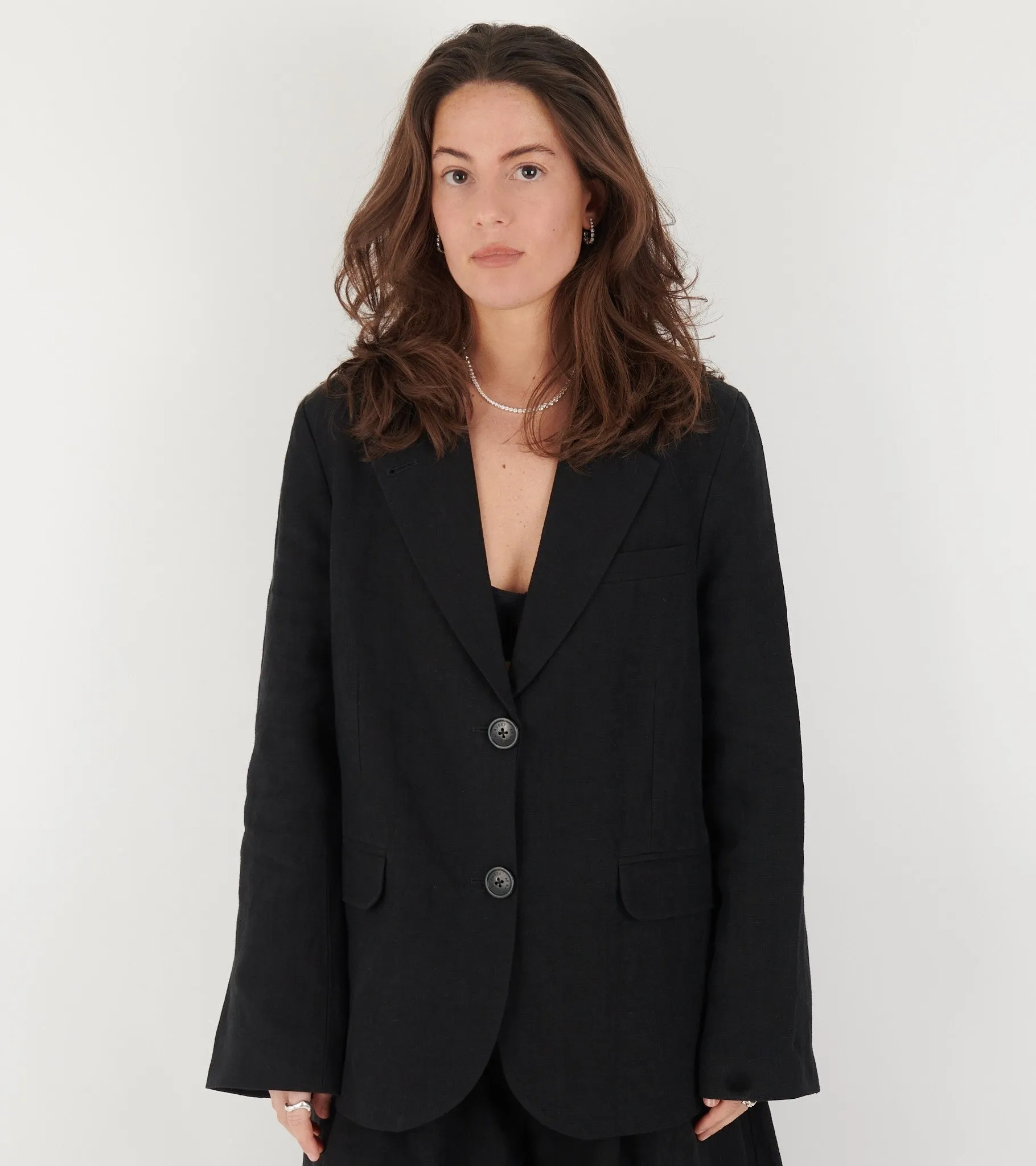 Linen Straight Blazer Black sold by Dr. Adams product image thumbnail 2