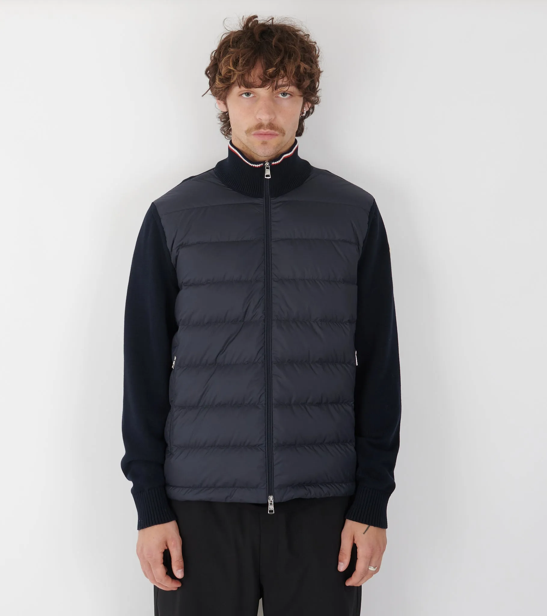 Cotton Knit Tricolor Cardigan Tricot Navy Blue sold by Dr. Adams product image thumbnail 2