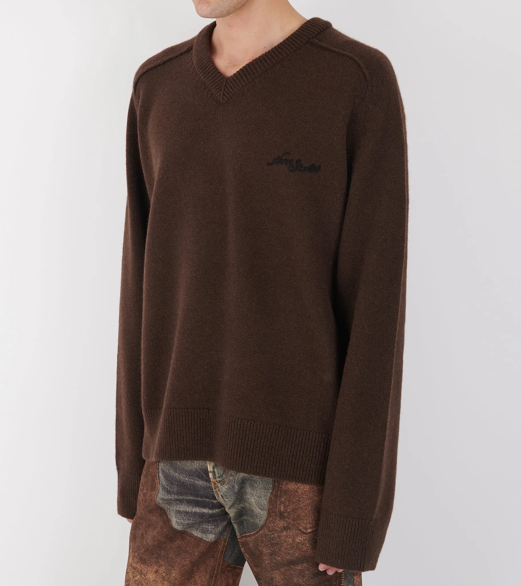 Wool V-neck Sweater Dark Brown sold by Dr. Adams product image thumbnail 5