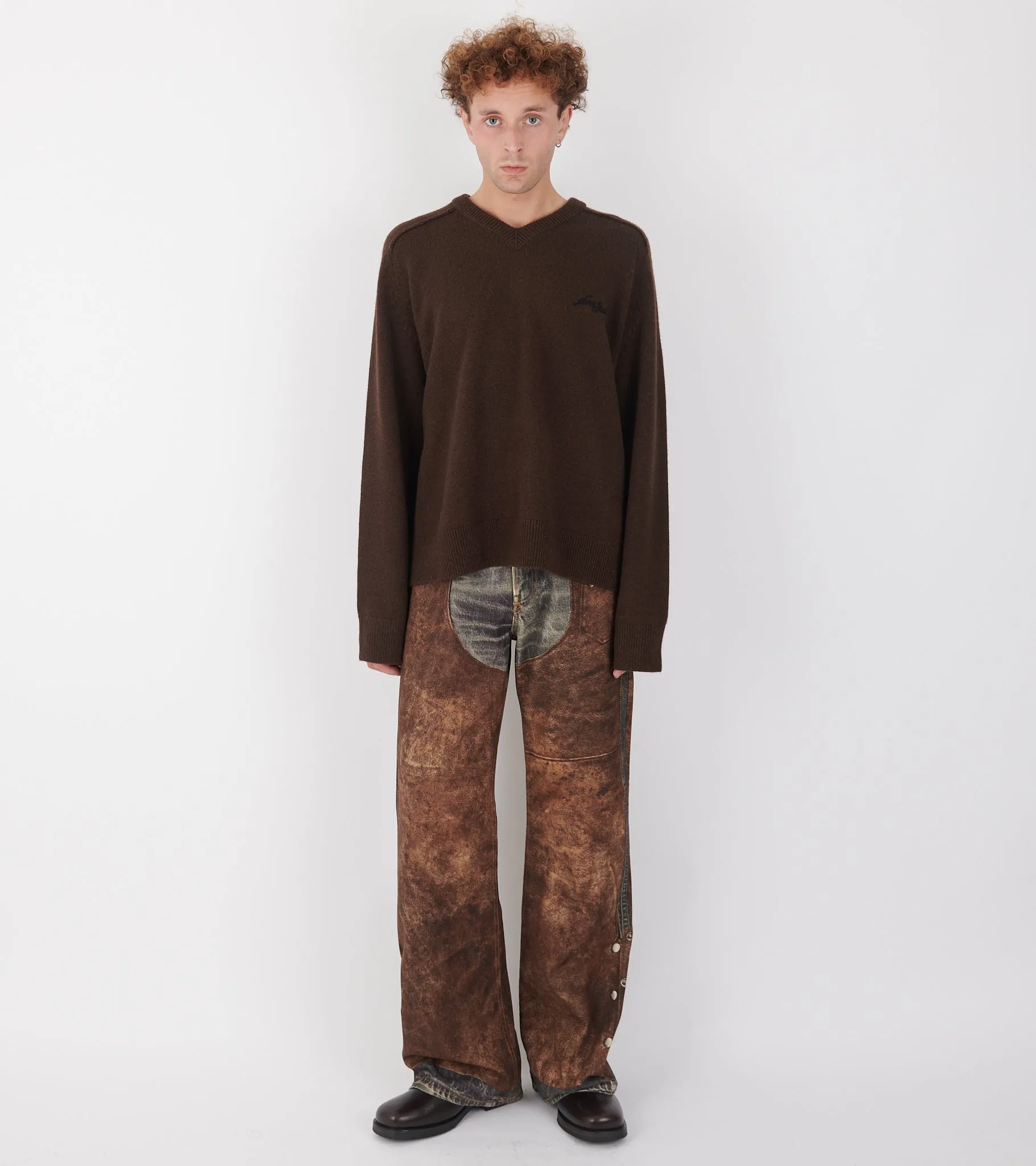 Wool V-neck Sweater Dark Brown sold by Dr. Adams product image thumbnail 2