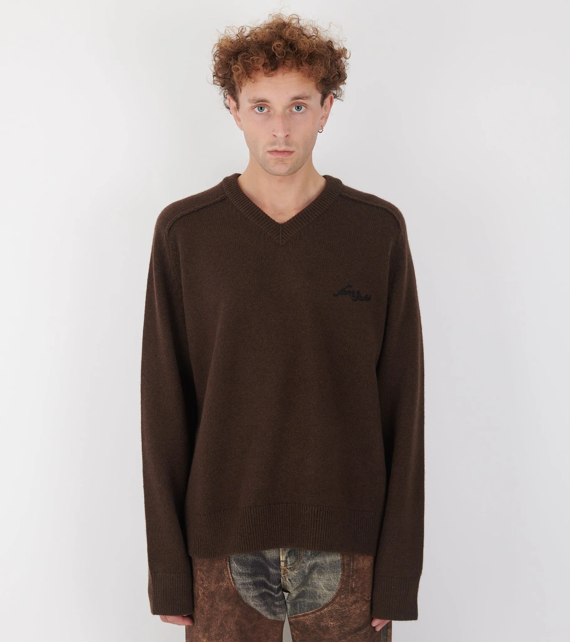 Wool V-neck Sweater Dark Brown sold by Dr. Adams product image thumbnail 3