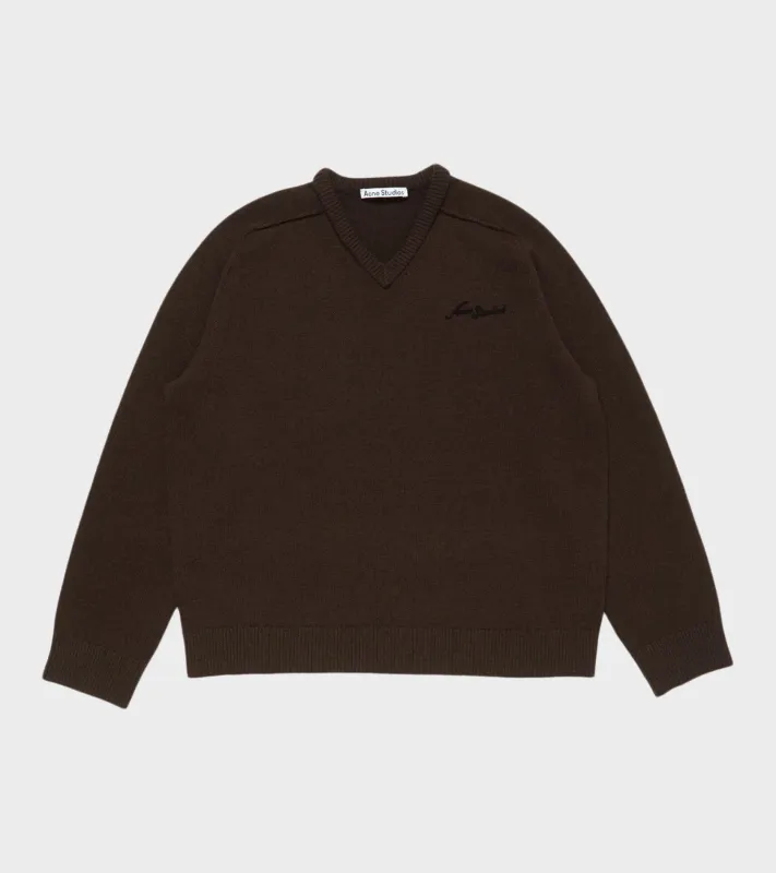 Wool V-neck Sweater Dark Brown sold by Dr. Adams