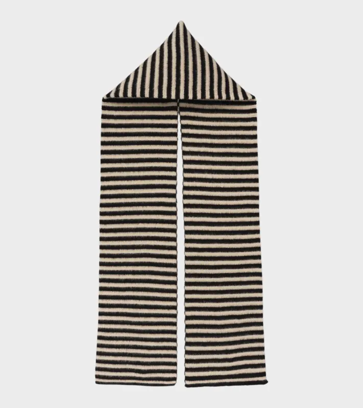 Striped Brushed Hood Scarf Black/Oatmeal sold by Dr. Adams
