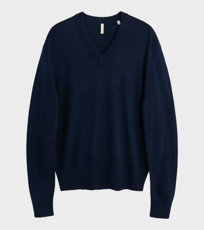 Moon Merino V Neck Navy sold by Dr. Adams