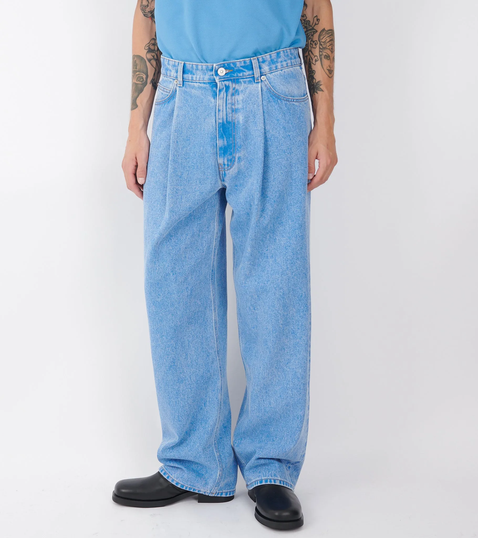 Bleached Coated Denim Jeans Blue sold by Dr. Adams product image thumbnail 2