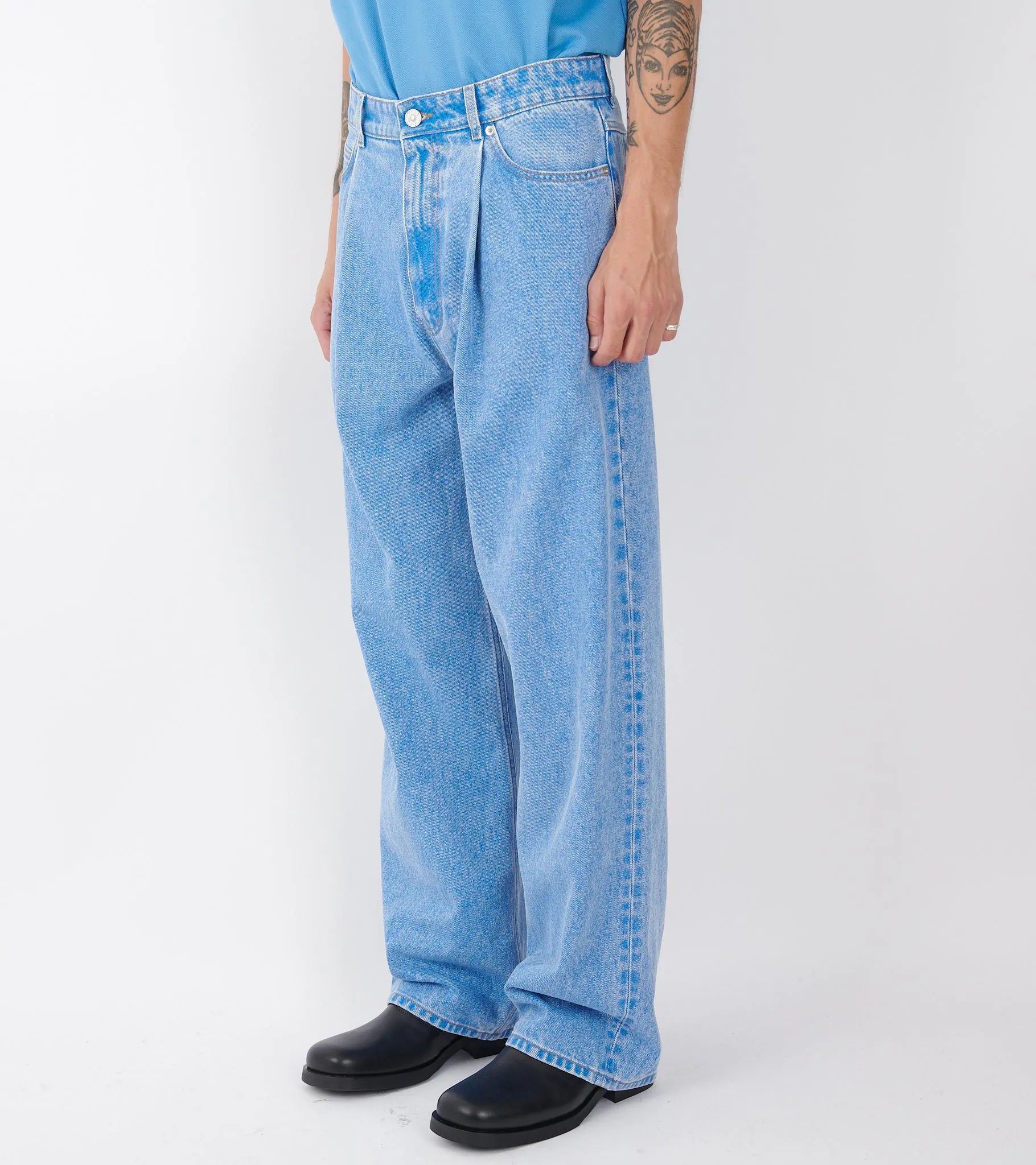 Bleached Coated Denim Jeans Blue sold by Dr. Adams product image thumbnail 5