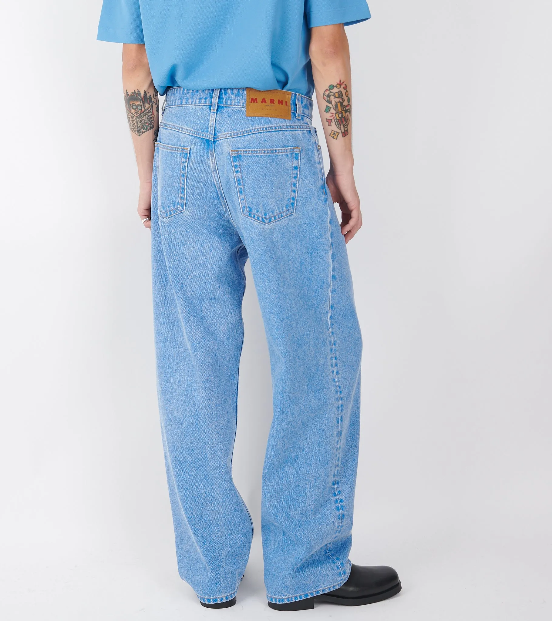 Bleached Coated Denim Jeans Blue sold by Dr. Adams product image thumbnail 3