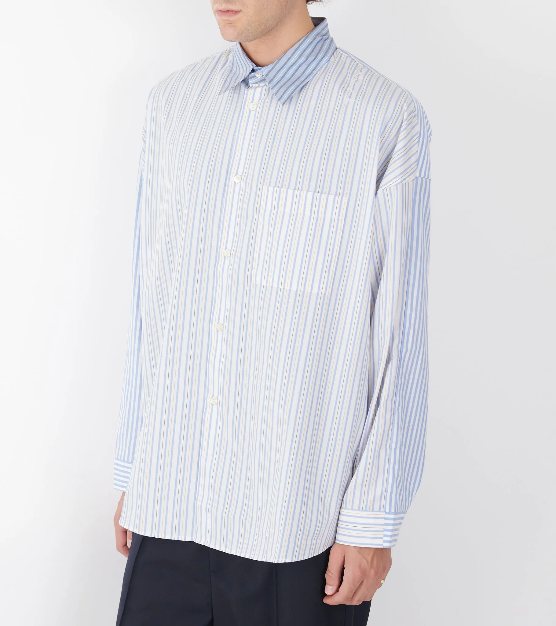 Mixed Stripes Poplin Shirt Light Blue sold by Dr. Adams product image thumbnail 4