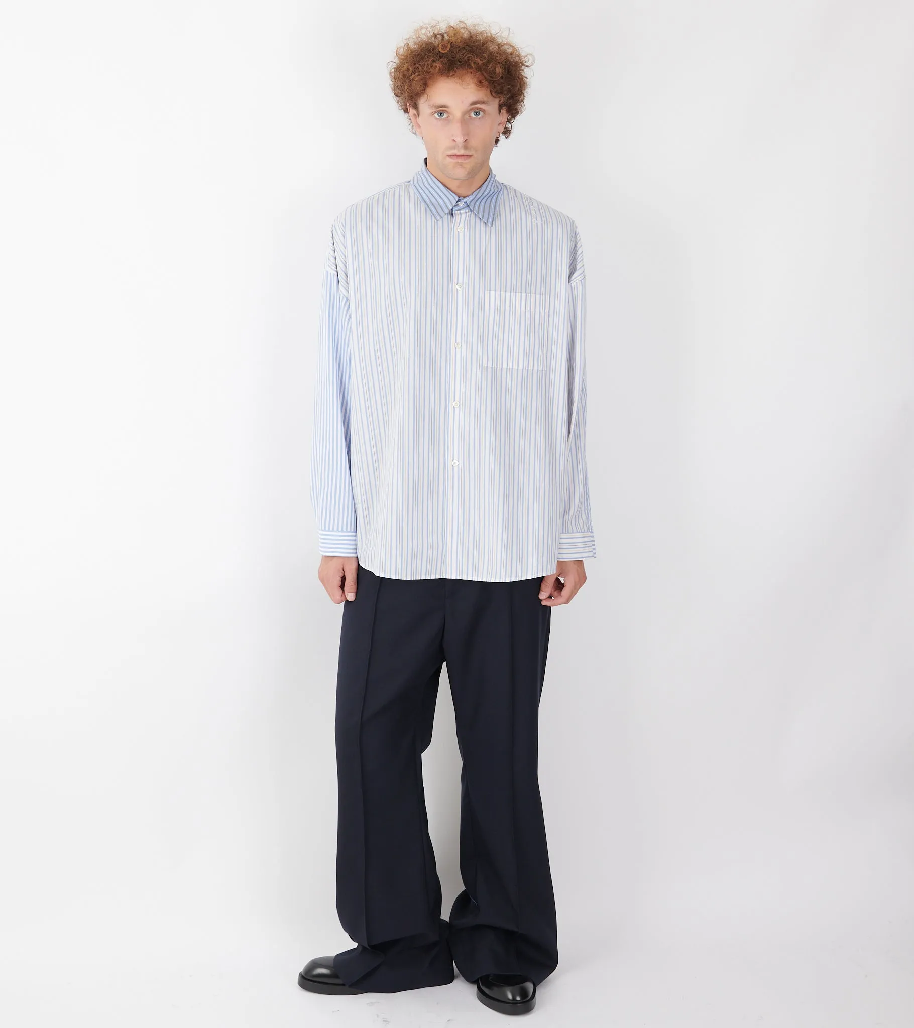 Mixed Stripes Poplin Shirt Light Blue sold by Dr. Adams product image thumbnail 2