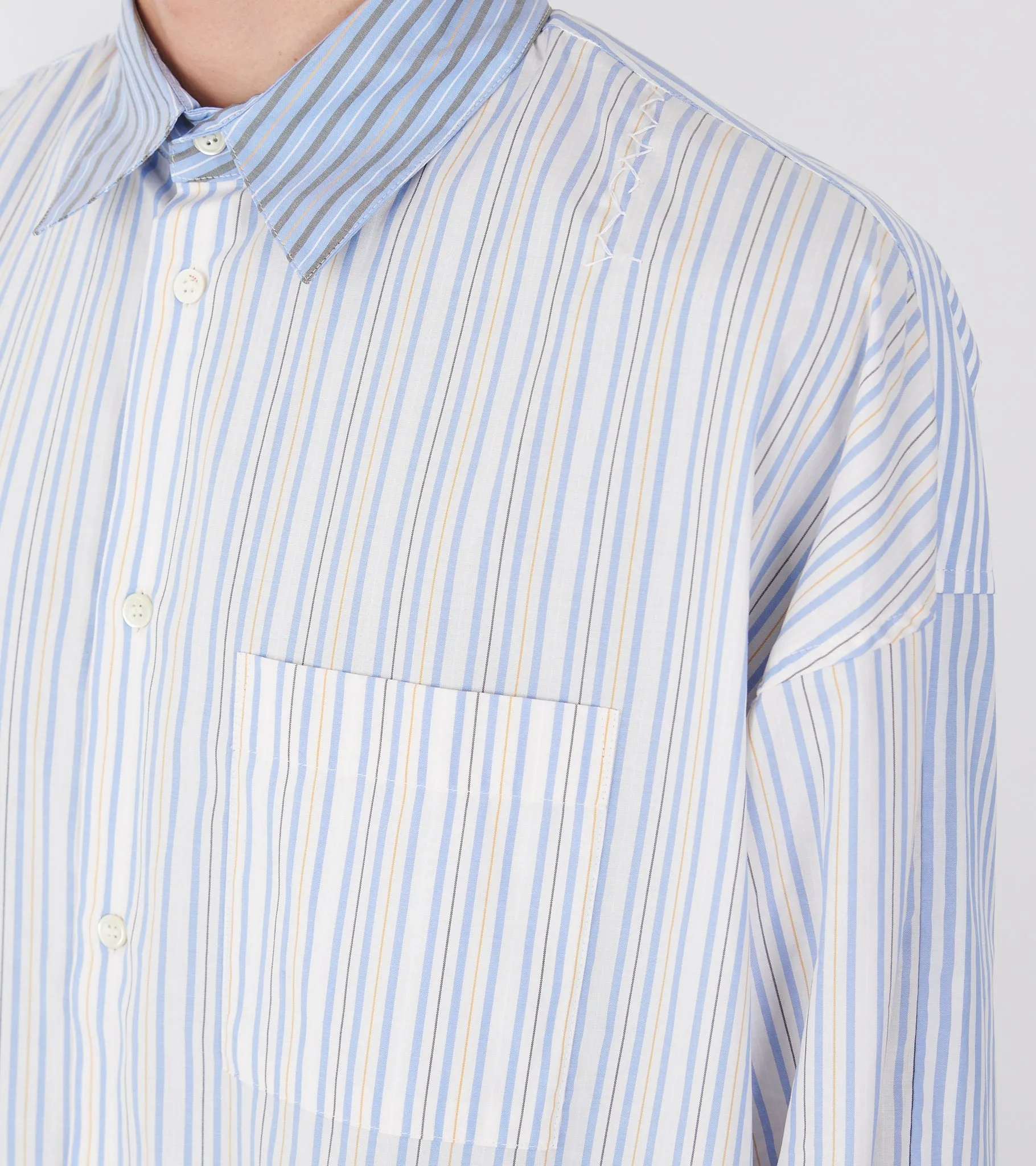 Mixed Stripes Poplin Shirt Light Blue sold by Dr. Adams product image thumbnail 5