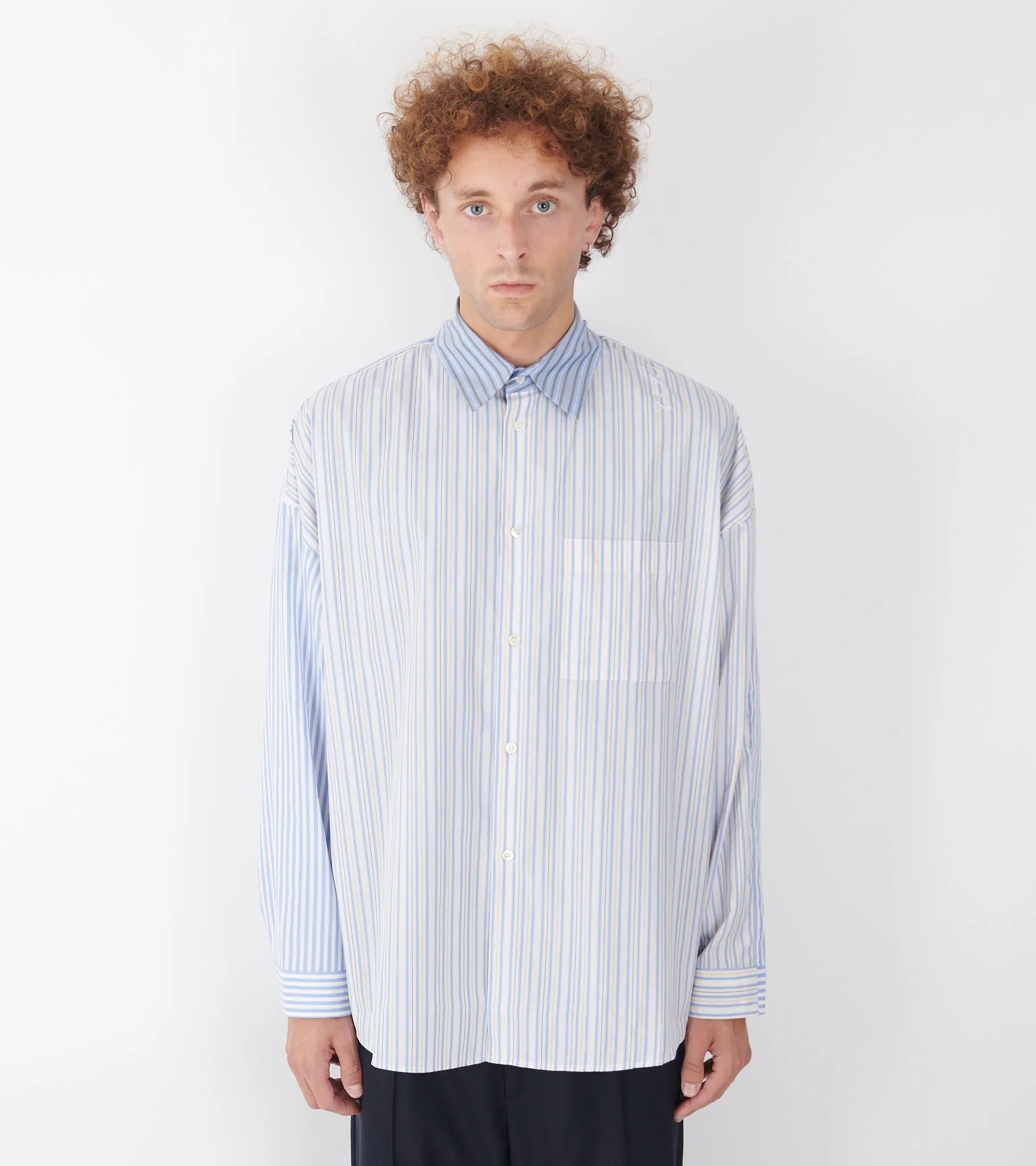 Mixed Stripes Poplin Shirt Light Blue sold by Dr. Adams product image thumbnail 3