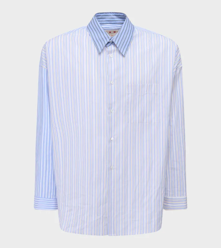 Mixed Stripes Poplin Shirt Light Blue sold by Dr. Adams