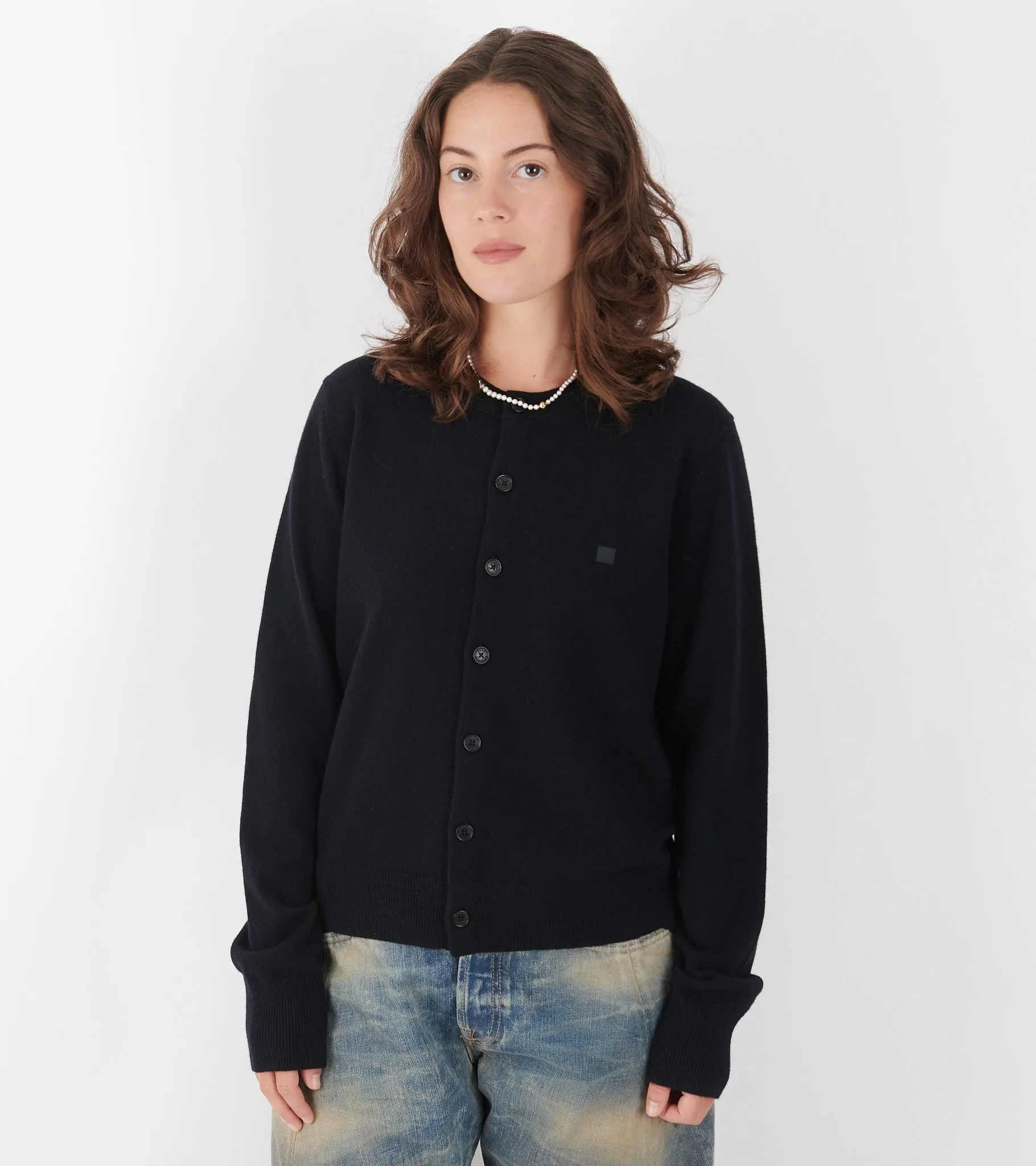 Face Logo Wool Cardigan Black sold by Dr. Adams product image thumbnail 3