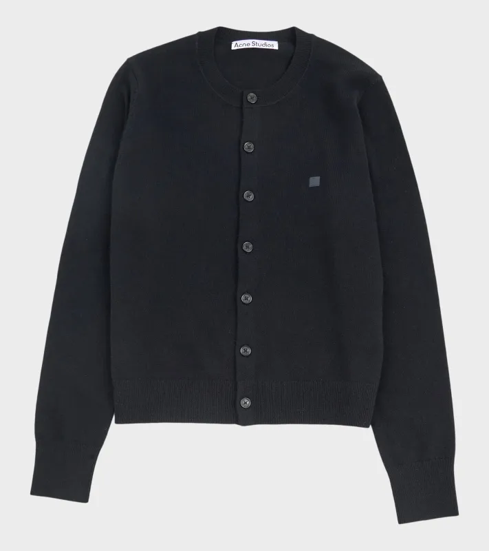 Face Logo Wool Cardigan Black made by Acne Studios