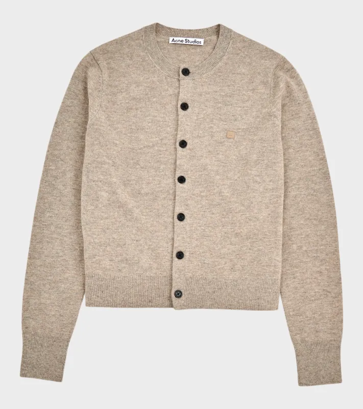 Face Logo Wool Cardigan Greige Melange made by Acne Studios