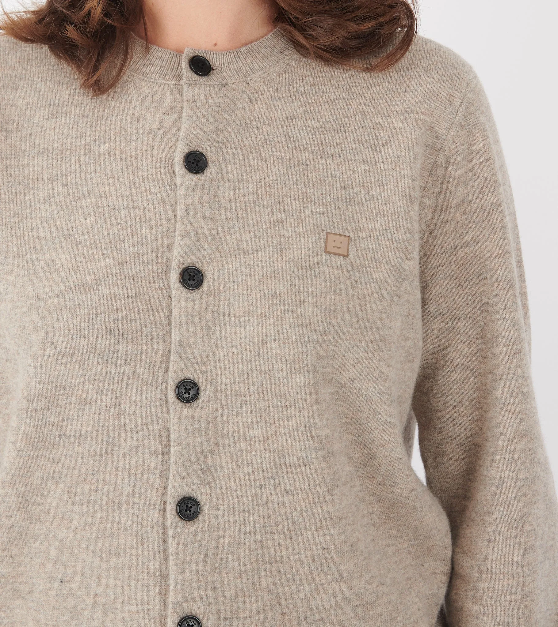 Face Logo Wool Cardigan Greige Melange sold by Dr. Adams product image thumbnail 5