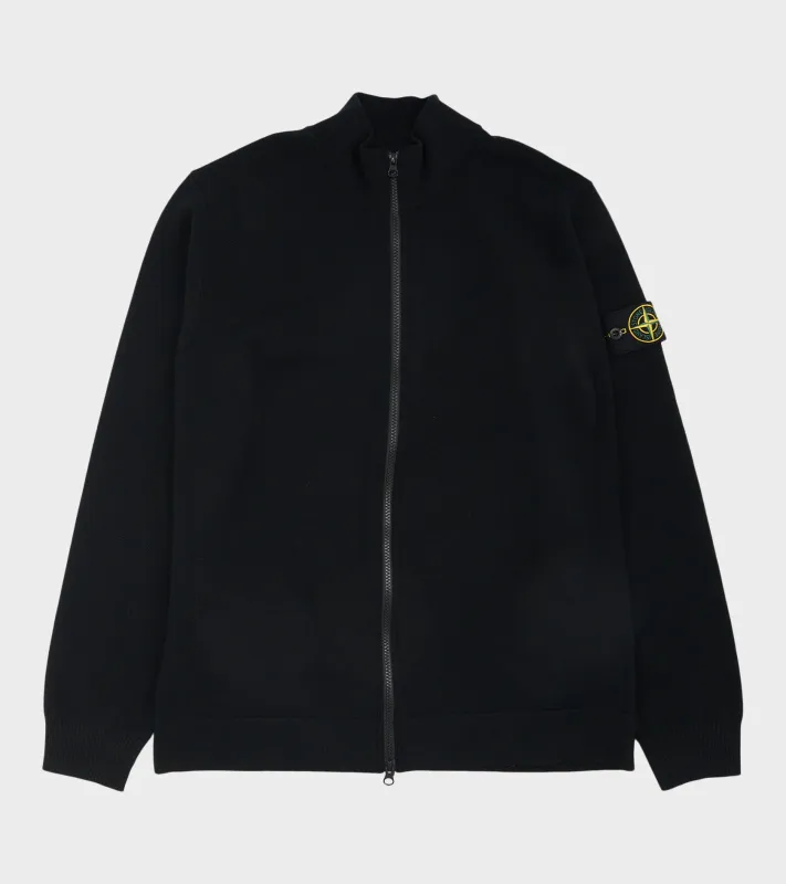 Wool Zip Cardigan Black made by Stone Island