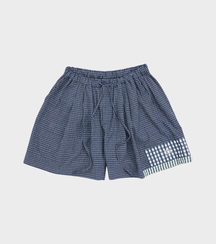 Bridge Shorts Indigo Picnic Handloom sold by Dr. Adams