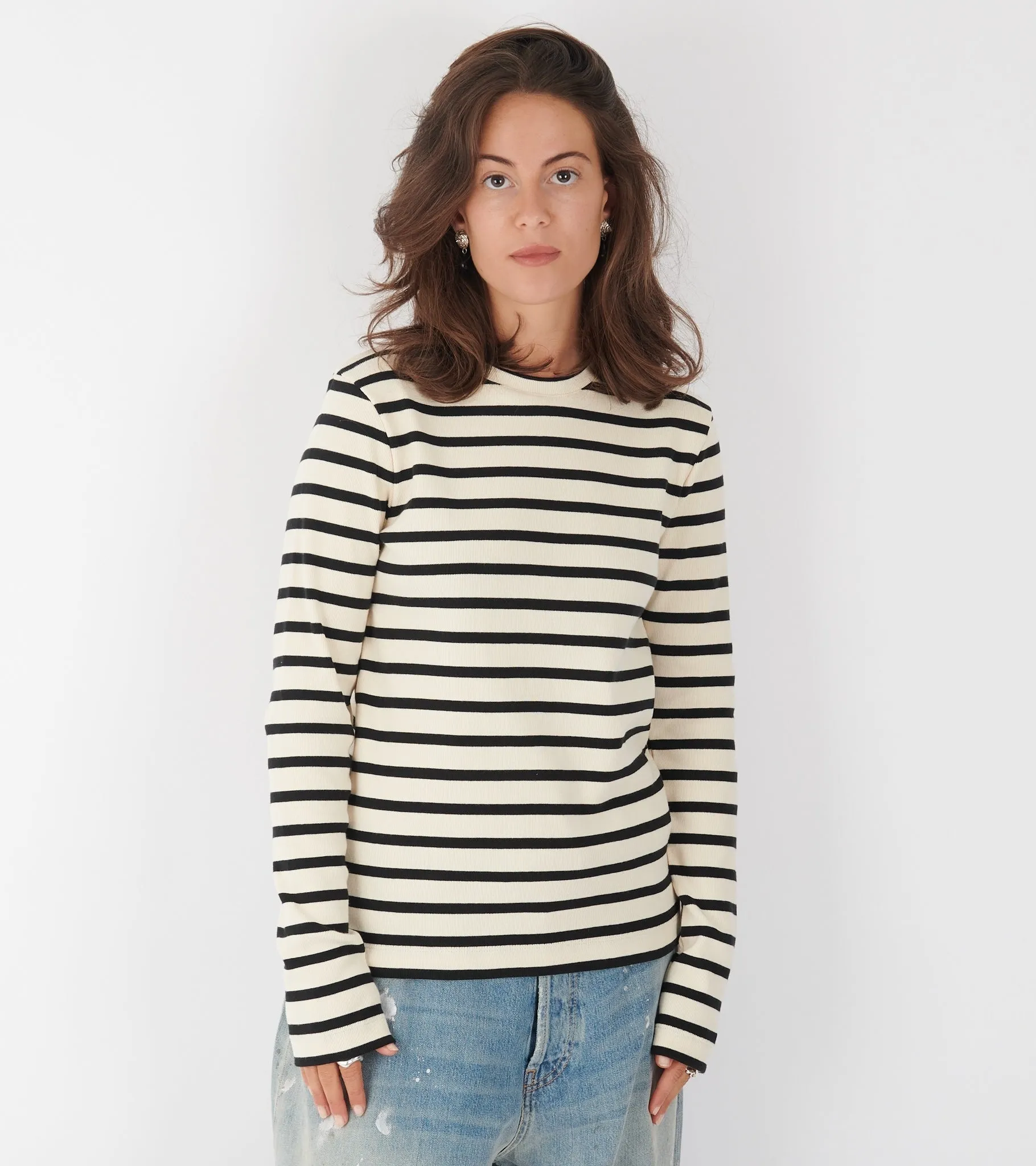 Ribbed Cotton Jersey Stripe L/S T-shirt Bluejay sold by Dr. Adams product image thumbnail 3