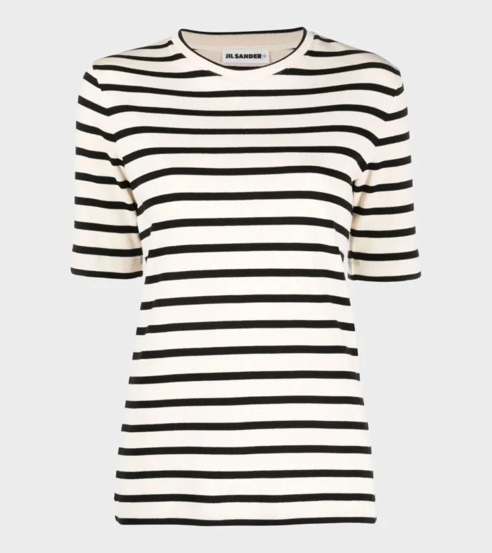 Ribbed Cotton Jersey Stripe T-shirt Open Grey sold by Dr. Adams