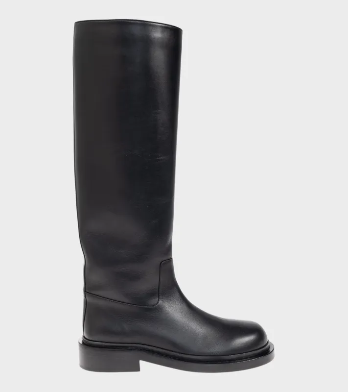 High Boot Semi Shiny Calf Leather Black made by Jil Sander
