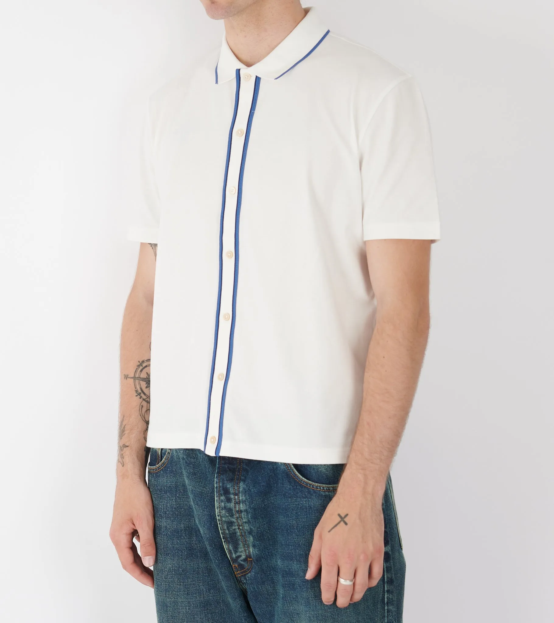 S/S Button Front Polo White sold by Dr. Adams product image thumbnail 3