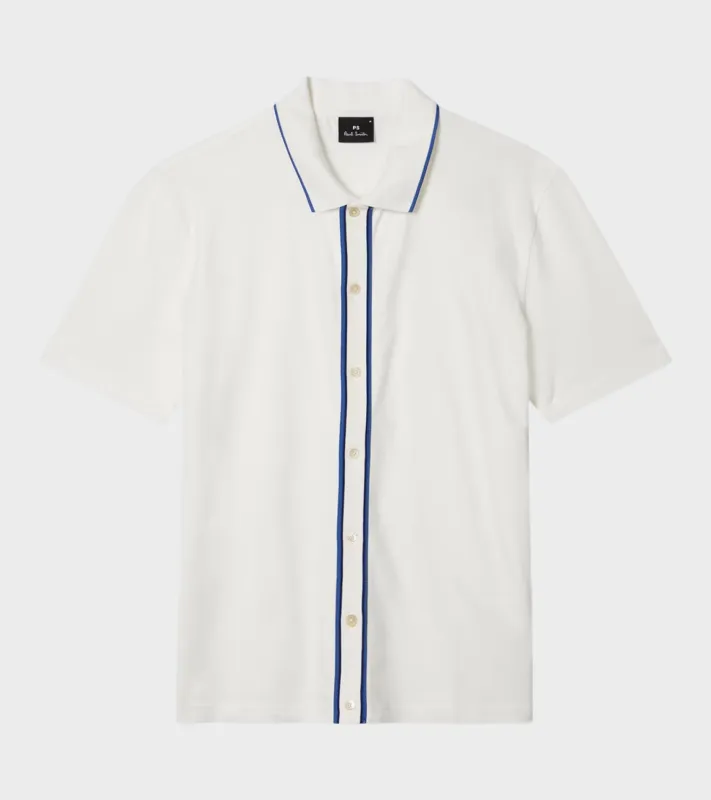 S/S Button Front Polo White sold by Dr. Adams