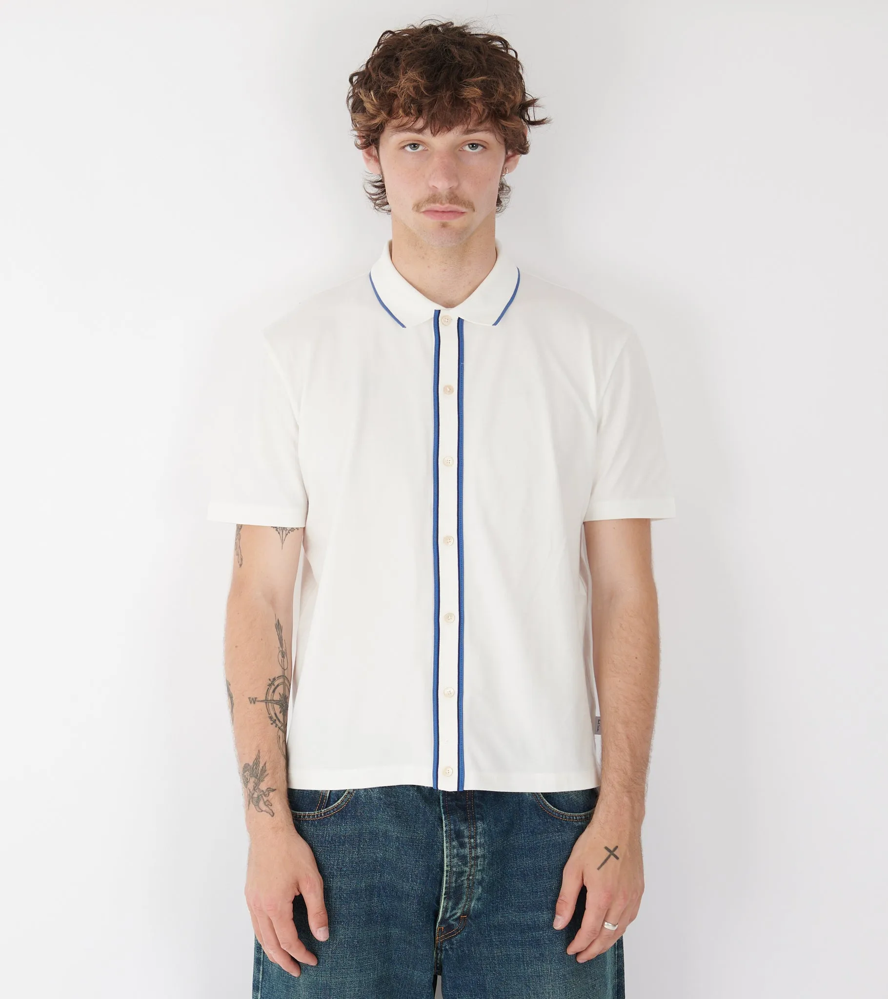 S/S Button Front Polo White sold by Dr. Adams product image thumbnail 2
