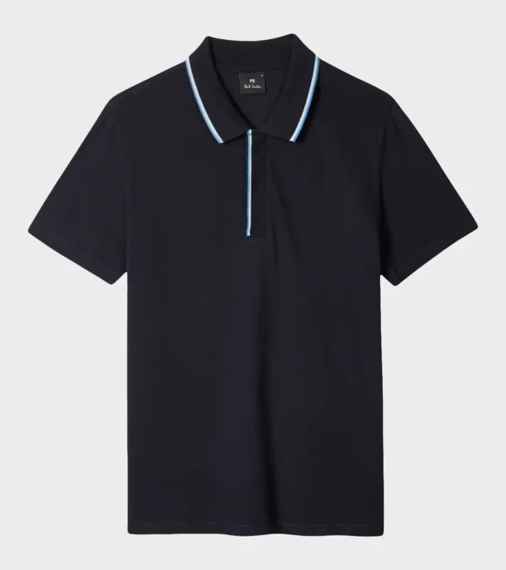Contrast Tipping S/S Polo Navy sold by Dr. Adams