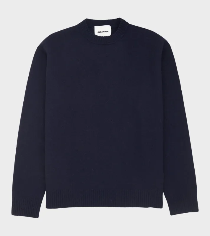 Lightweight Merino Boiled Wool Jumper Navy made by Jil Sander