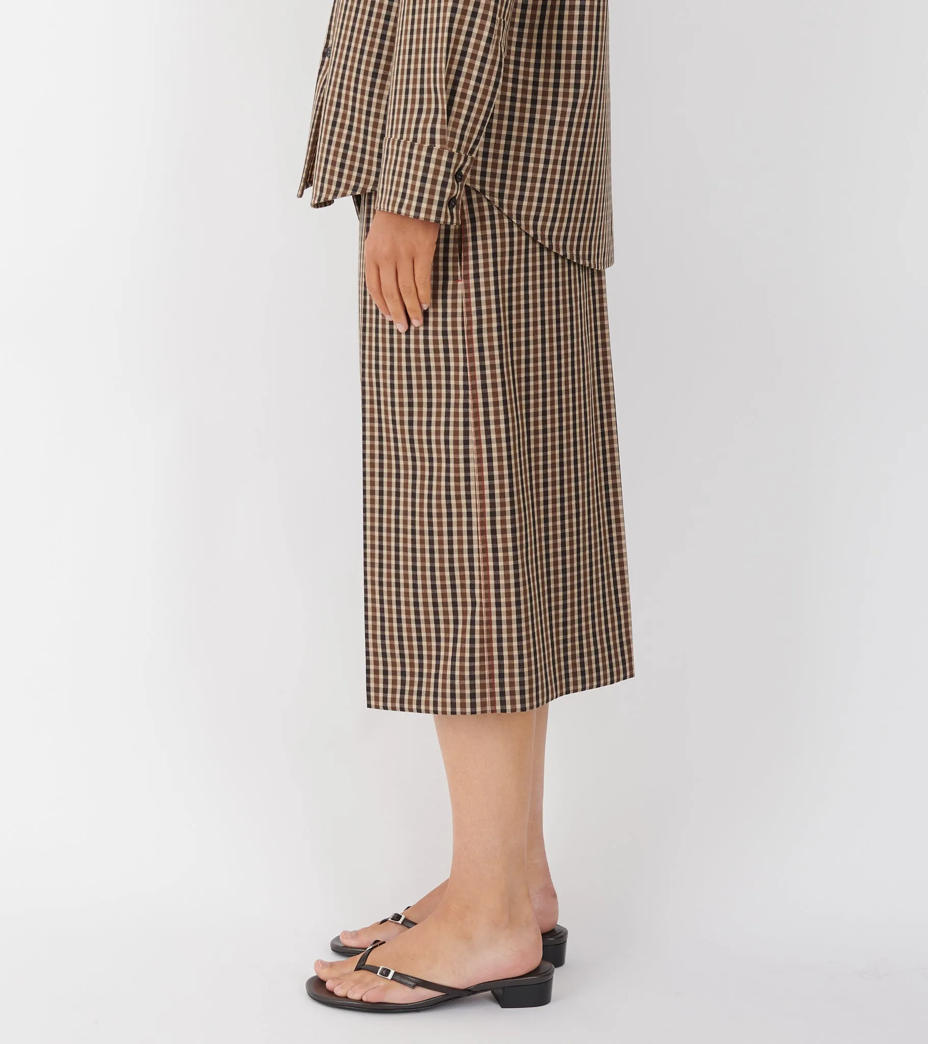 Micro Check Dry Wool Canvas Trouser Brown sold by Dr. Adams product image thumbnail 3