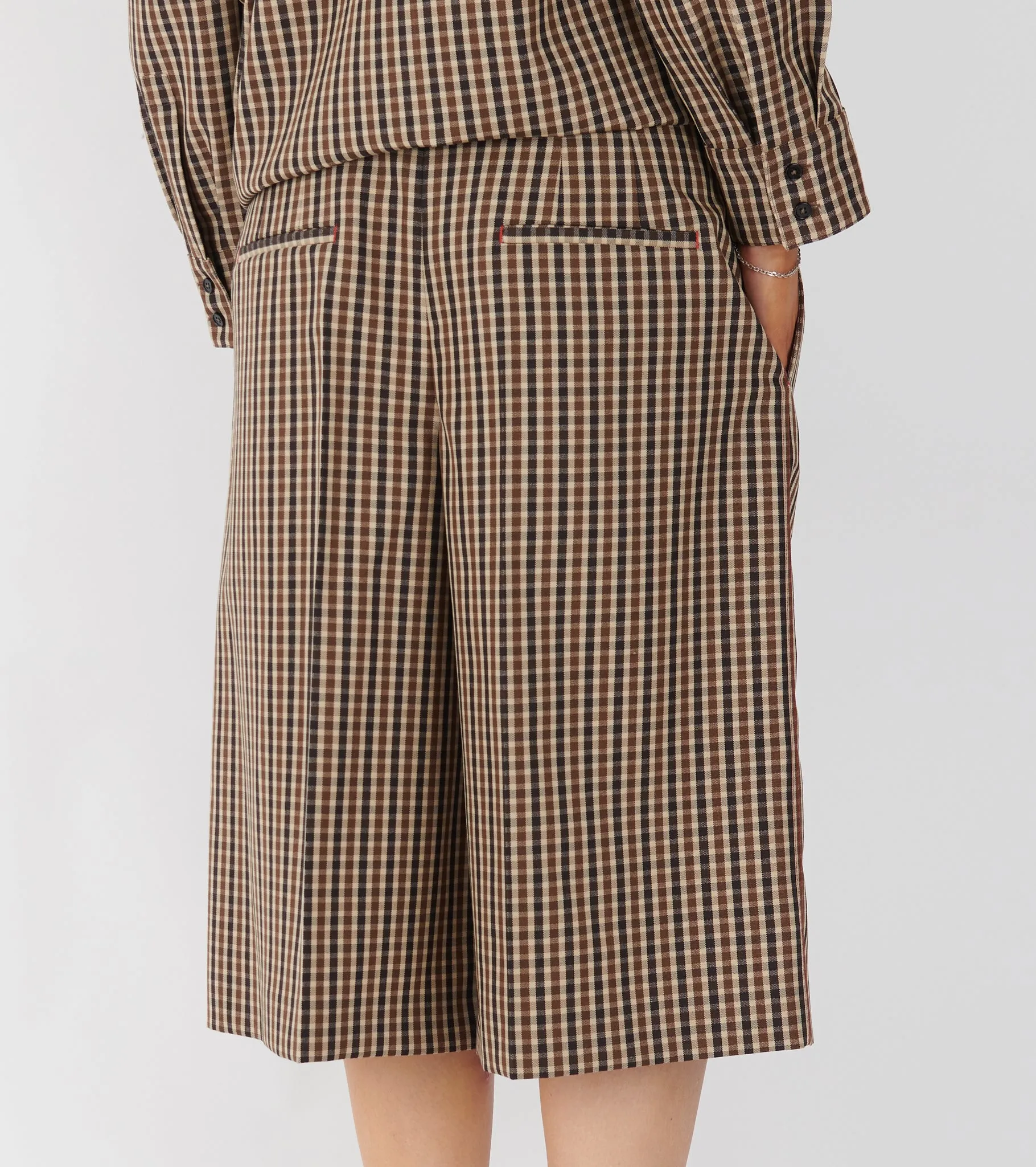 Micro Check Dry Wool Canvas Trouser Brown sold by Dr. Adams product image thumbnail 5