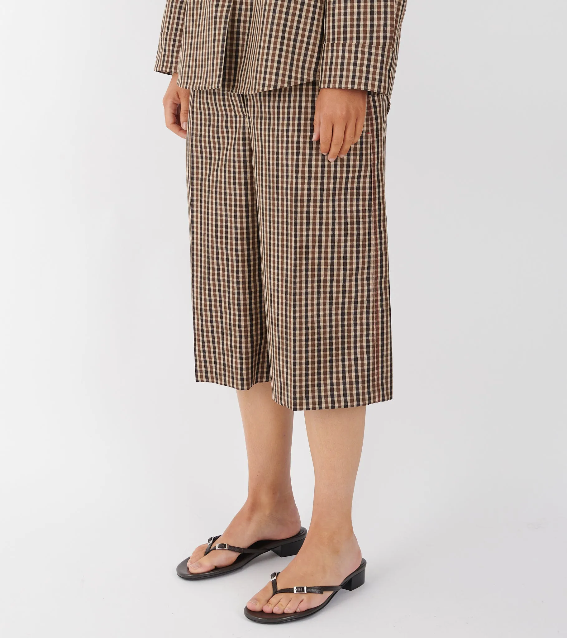Micro Check Dry Wool Canvas Trouser Brown sold by Dr. Adams product image thumbnail 2