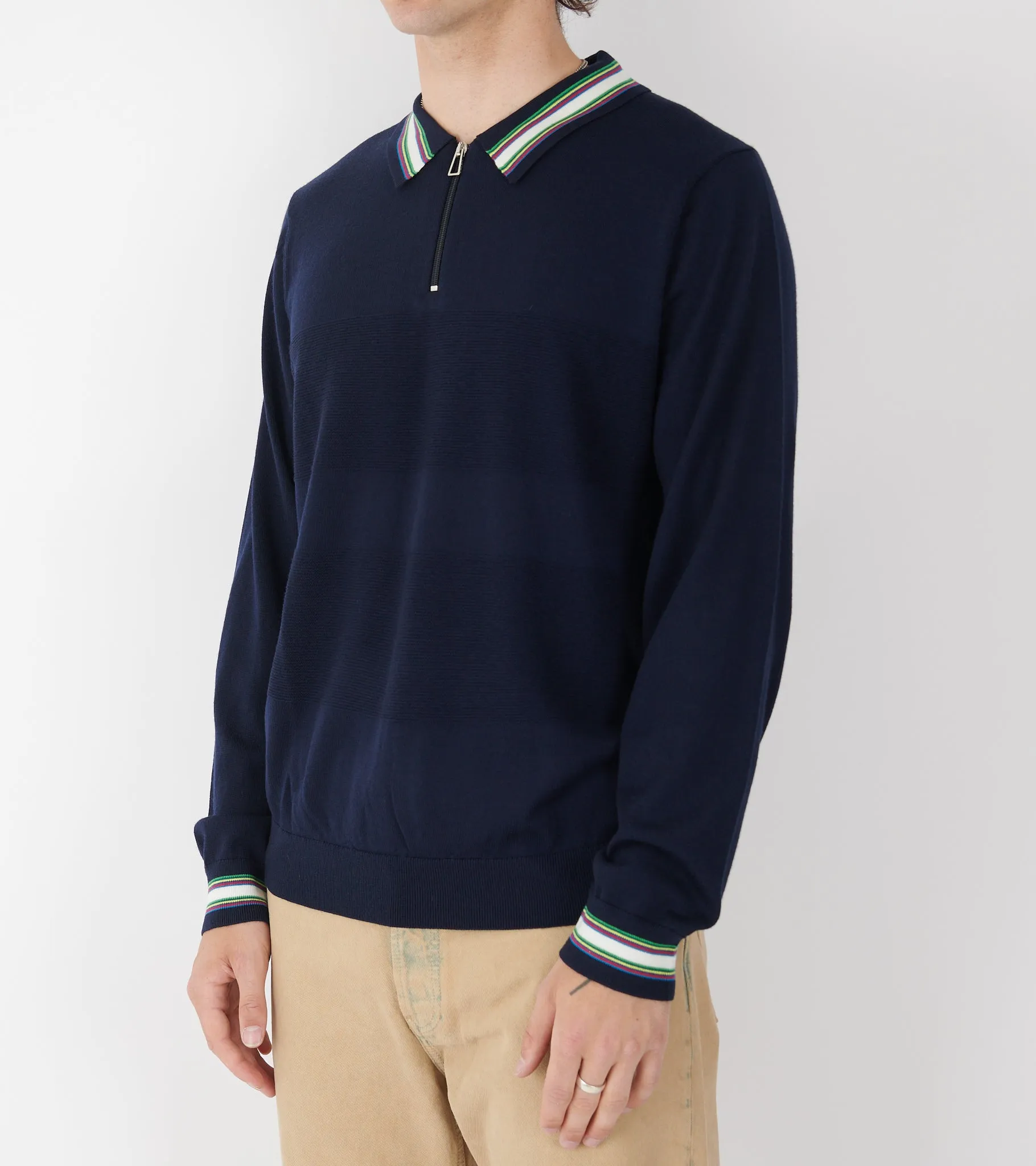 L/S Wool Zip Polo Navy/Multi sold by Dr. Adams product image thumbnail 3