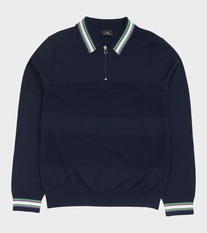 L/S Wool Zip Polo Navy/Multi sold by Dr. Adams