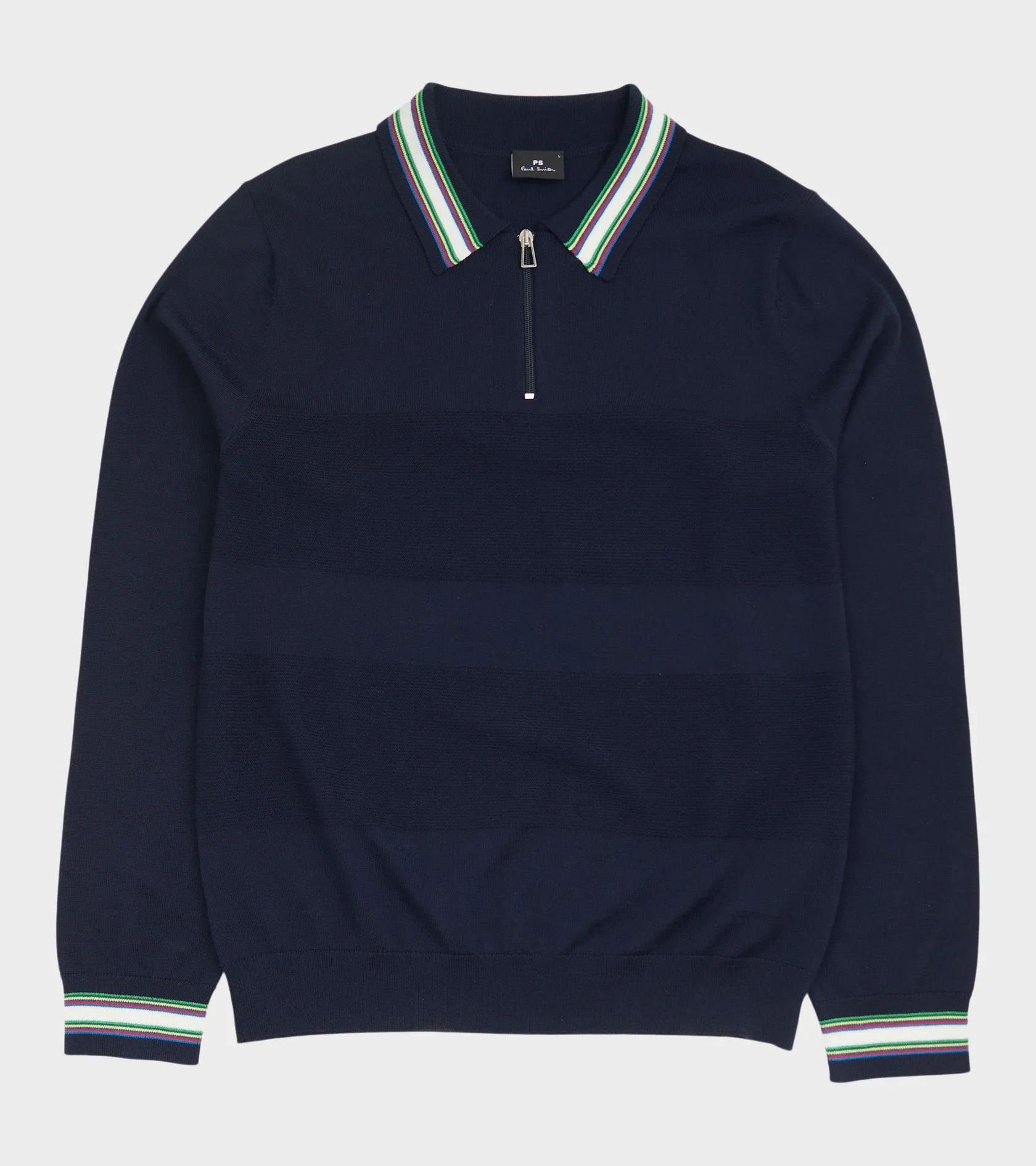 L/S Wool Zip Polo Navy/Multi sold by Dr. Adams