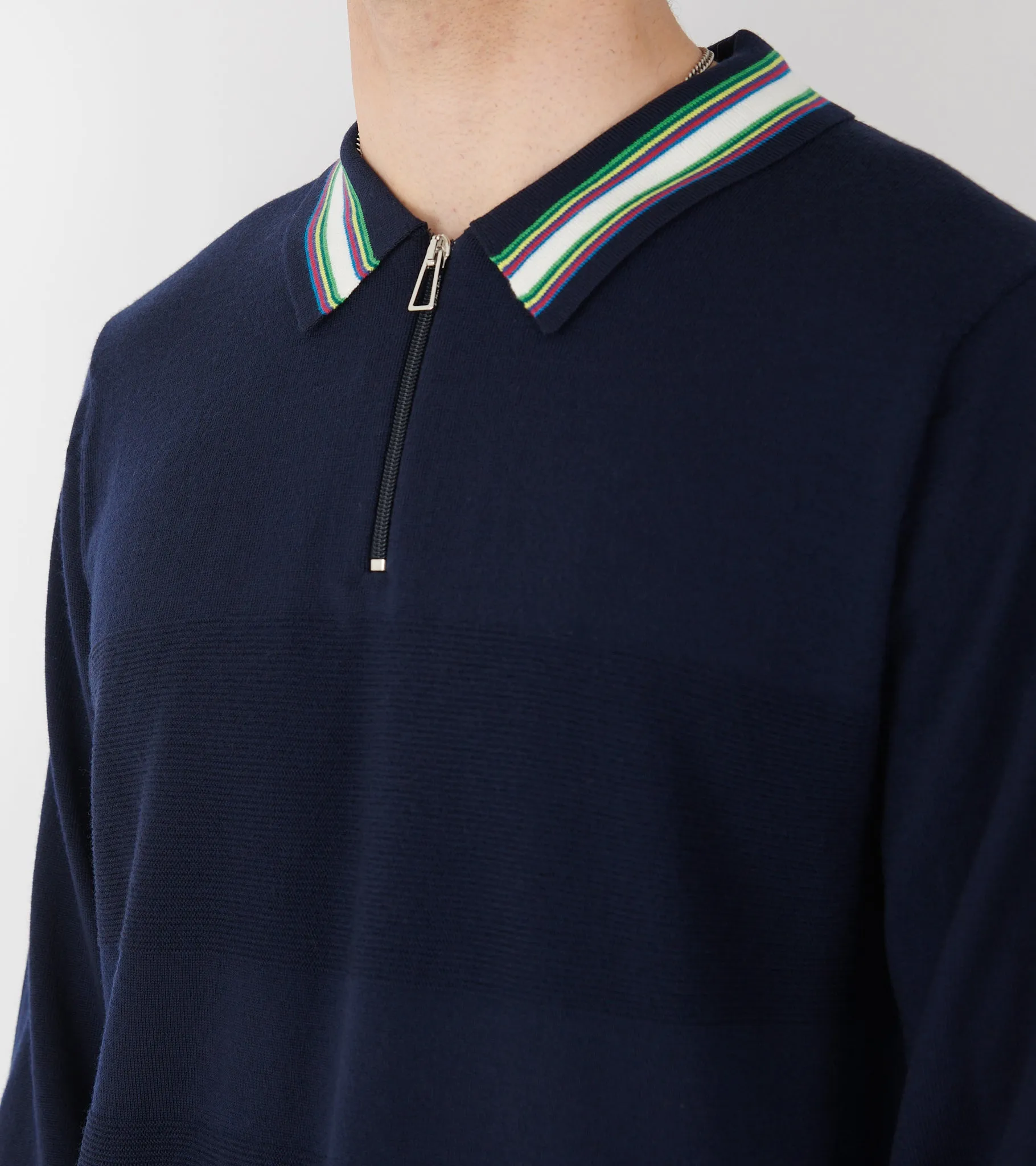 L/S Wool Zip Polo Navy/Multi sold by Dr. Adams product image thumbnail 4