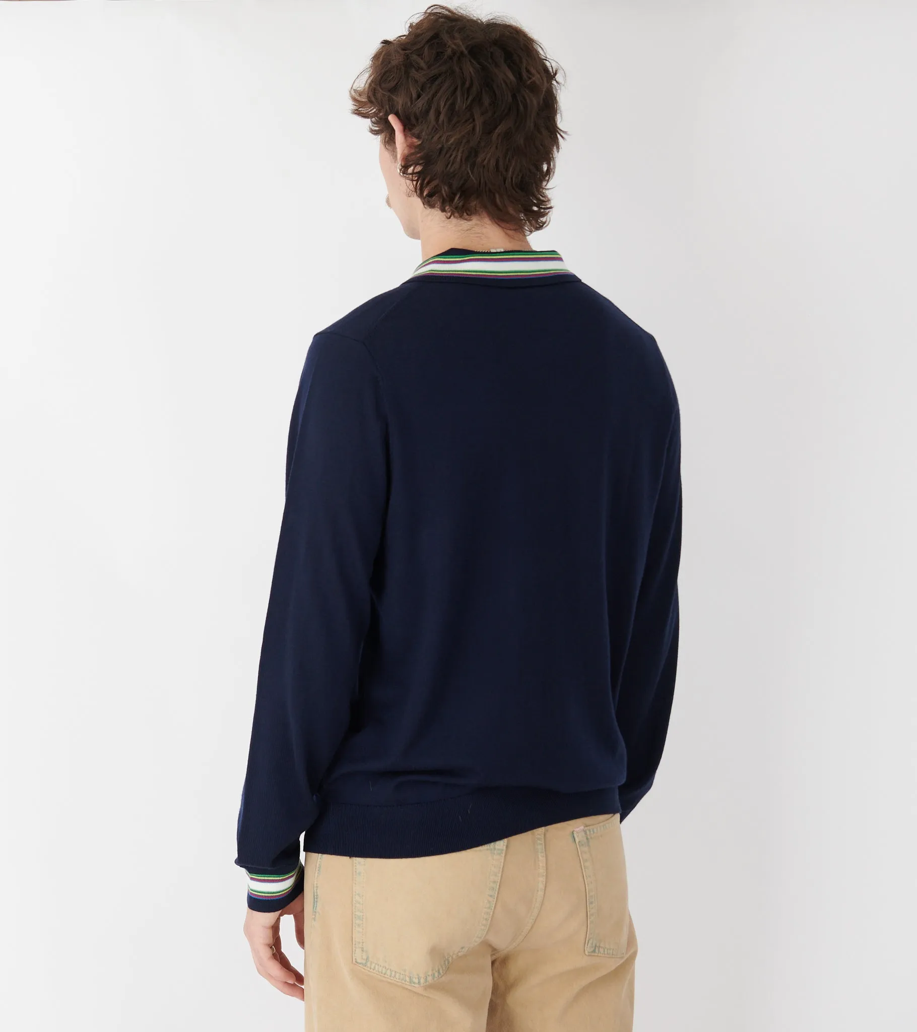 L/S Wool Zip Polo Navy/Multi sold by Dr. Adams product image thumbnail 5