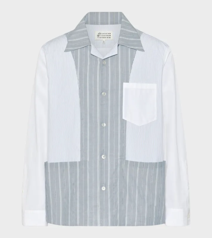 Patchwork Pinstriped Shirt White/Blue sold by Dr. Adams