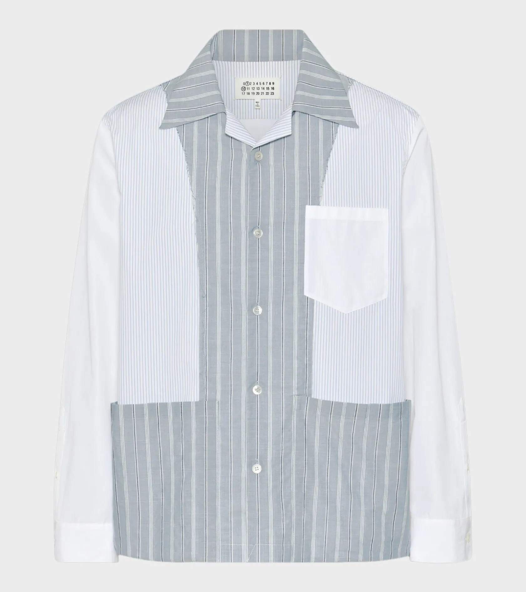 Patchwork Pinstriped Shirt White/Blue sold by Dr. Adams