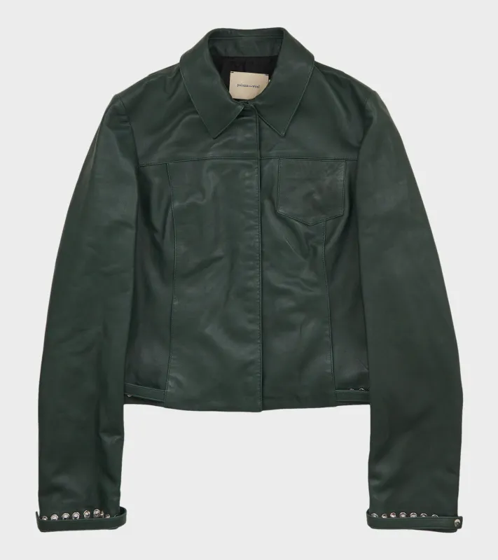 Octavia Leather Jacket Dark Green made by Paloma Wool