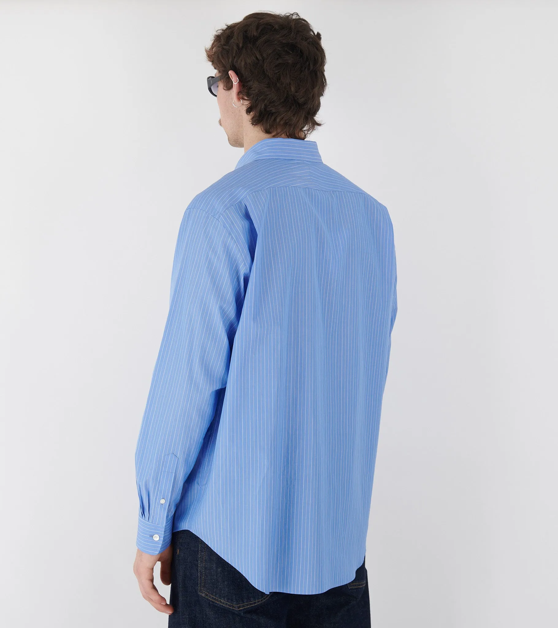 Suvin High Count Cloth Stripe Shirt Blue Stripe sold by Dr. Adams product image thumbnail 5