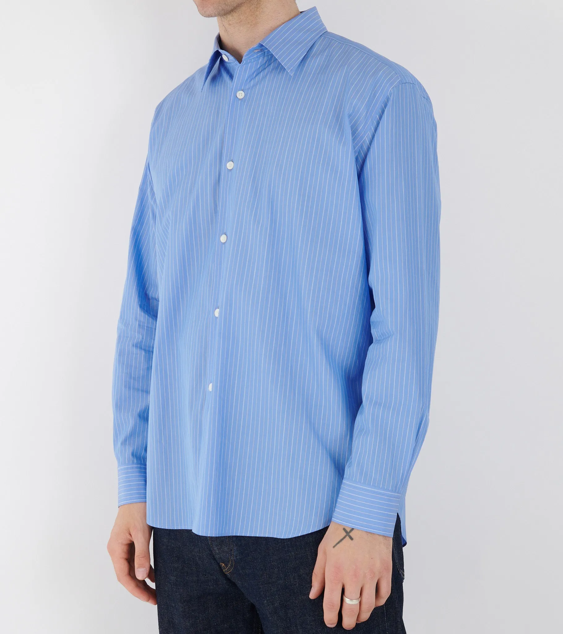 Suvin High Count Cloth Stripe Shirt Blue Stripe sold by Dr. Adams product image thumbnail 3