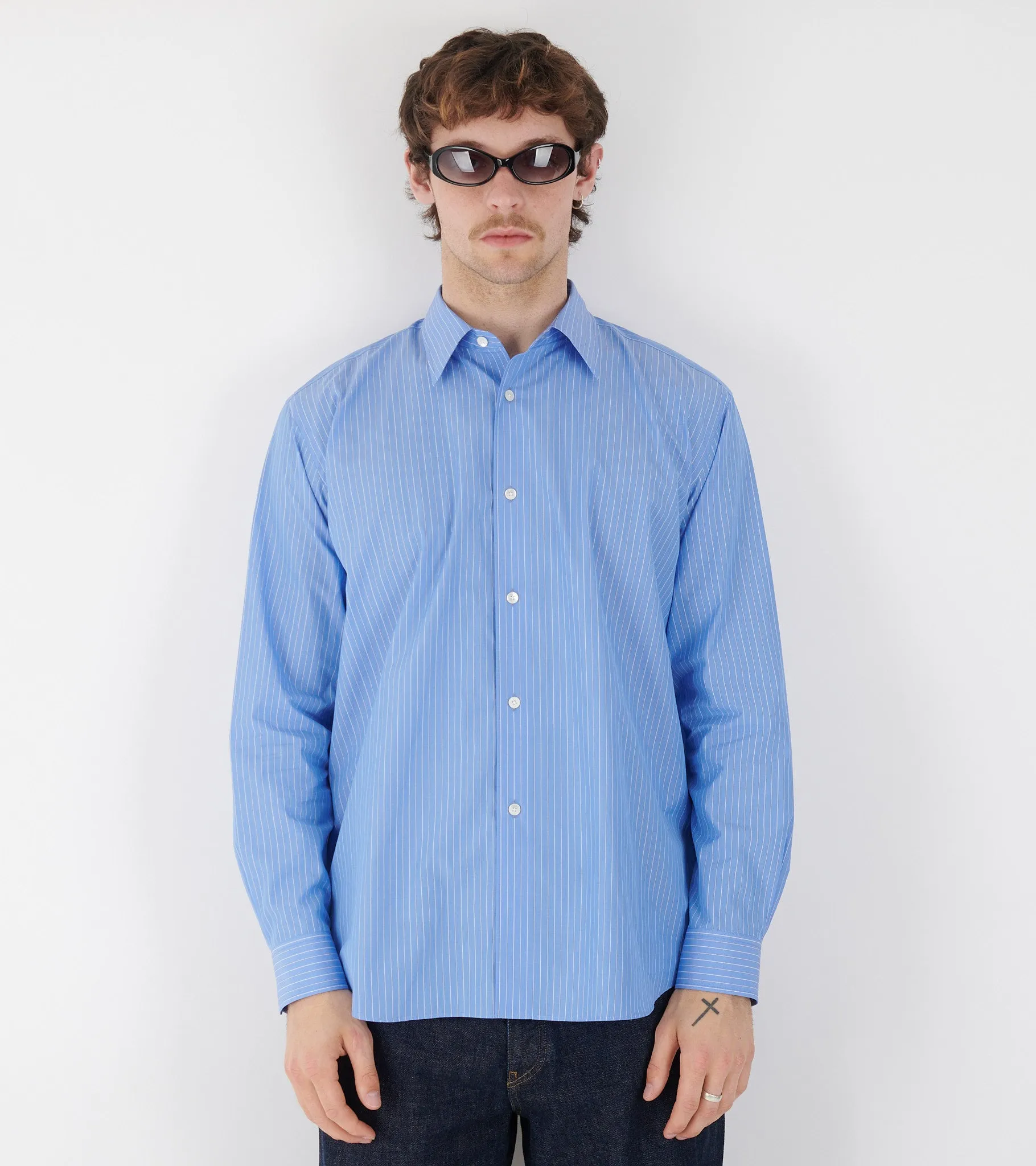 Suvin High Count Cloth Stripe Shirt Blue Stripe sold by Dr. Adams product image thumbnail 2